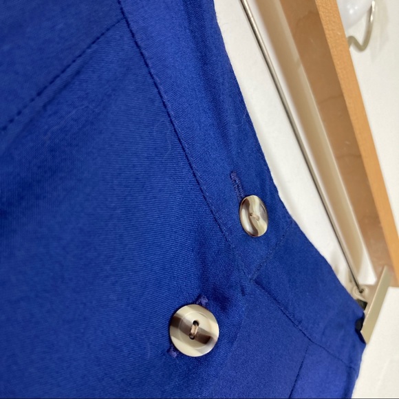 Vintage 90s blue high waisted button front midi full circle a-line skirt small - Picture 5 of 9